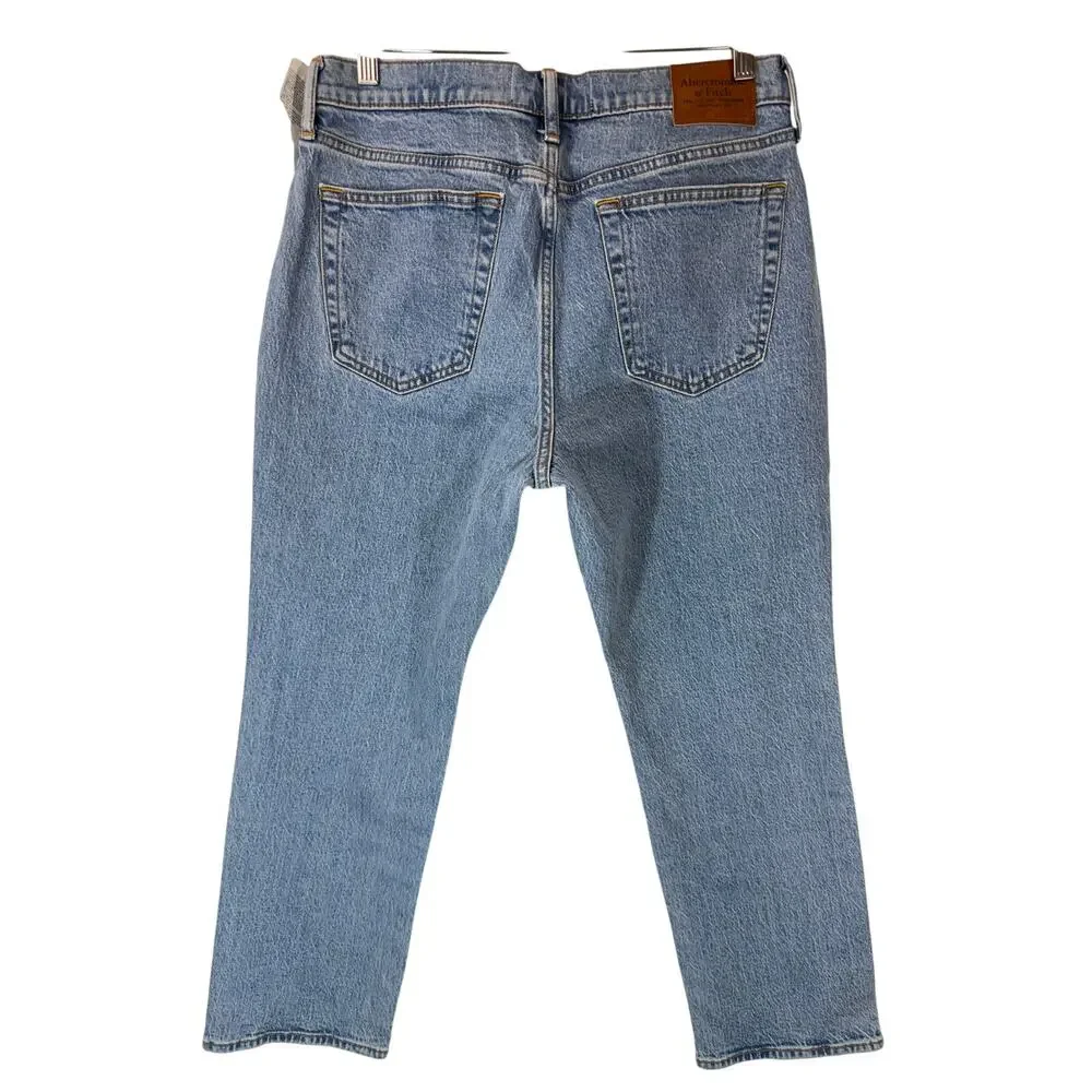NWT Abercrombie & Fitch Vintage Stretch Athletic Straight Jeans 32x30 Blue Wash